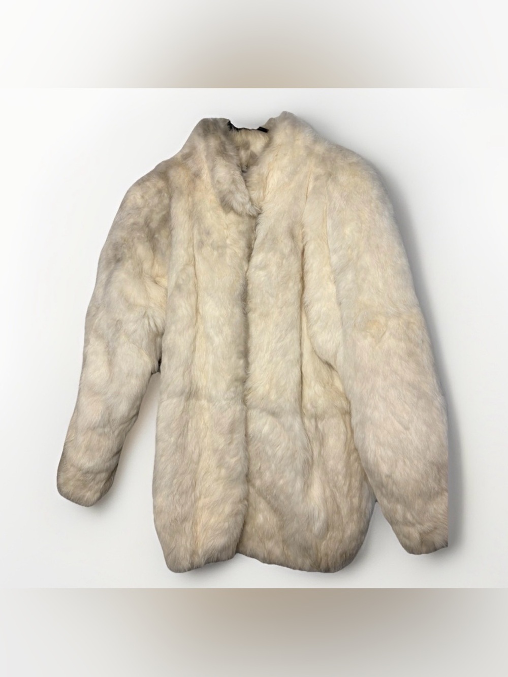 VINTAGE Cream Bermans Genuine Bleached Rabbit Fur Coat- SZ S